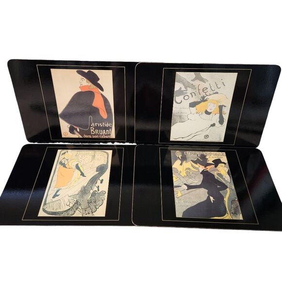 Vintage The Met Toulouse-Lautrec Placemats by Jason Cork Backed with Box 1998 - Picture 1 of 11